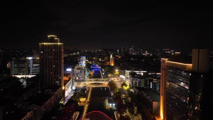 4K航拍昆山城市夜景风光