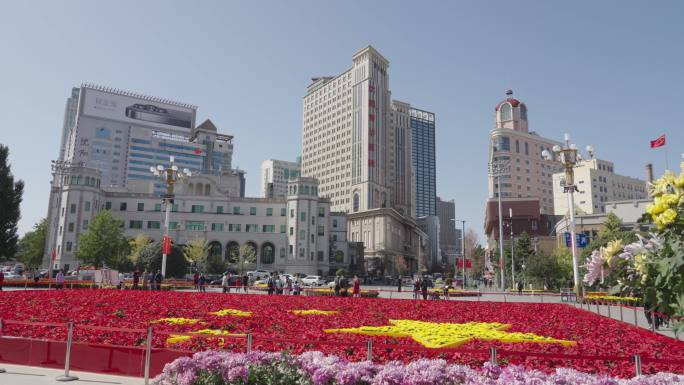 国庆节中山广场的花卉装饰