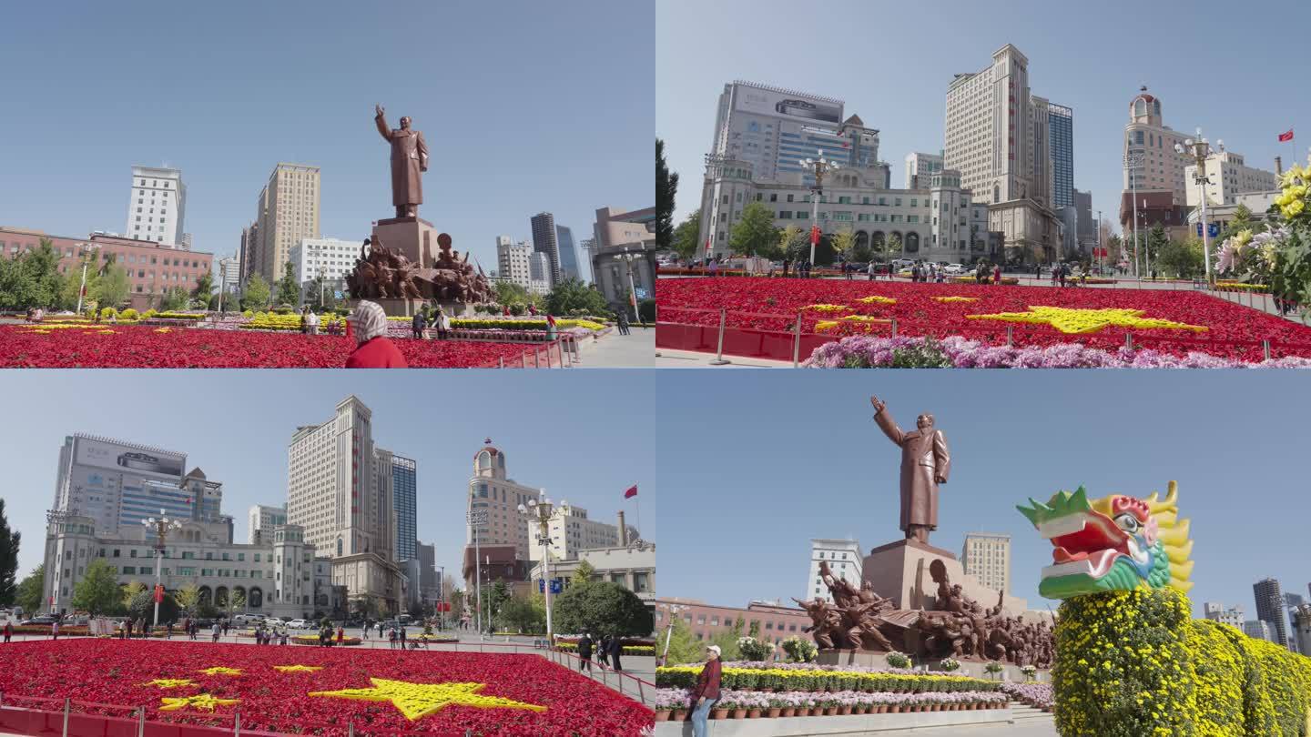 国庆节中山广场的花卉装饰