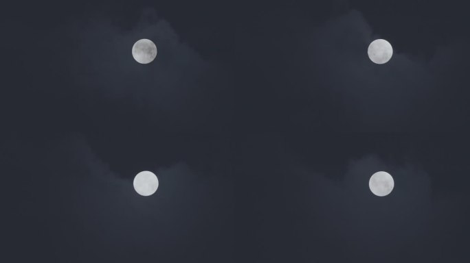 夜晚的月亮和云，满月。
