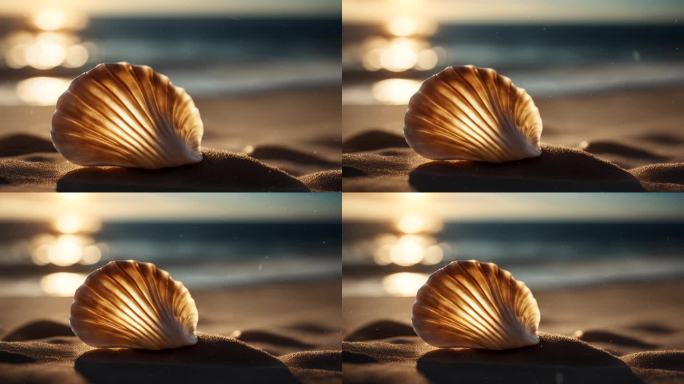 温馨阳光沙滩上的贝壳背景16