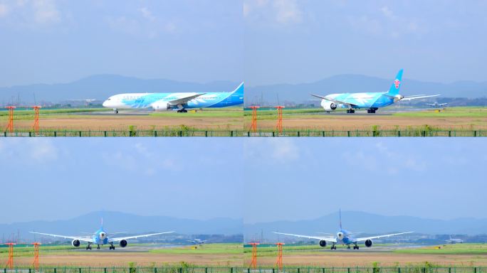 民航客机飞机波音787进入跑道