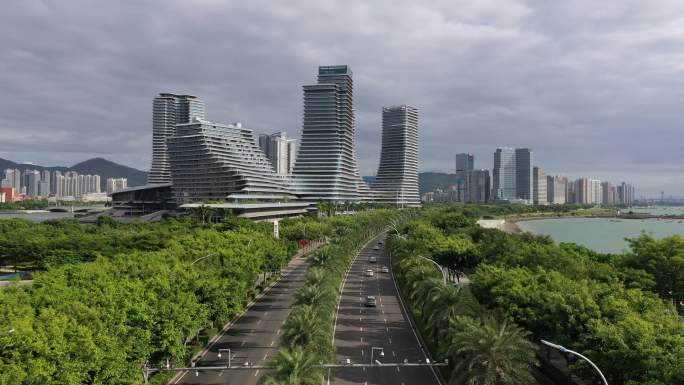 厦门海沧区商务中心海沧大道航拍