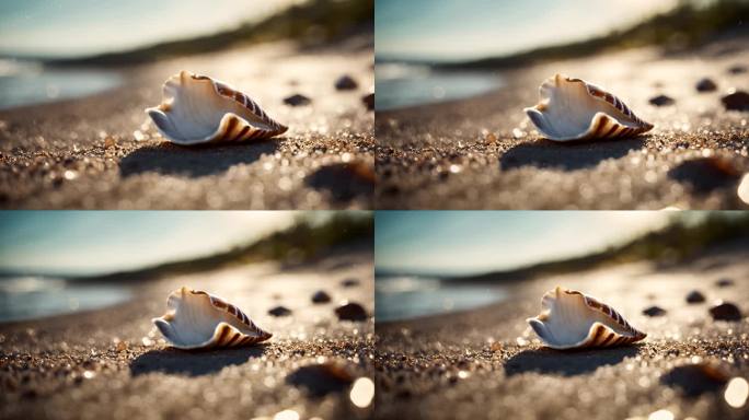温馨阳光沙滩上的贝壳背景07