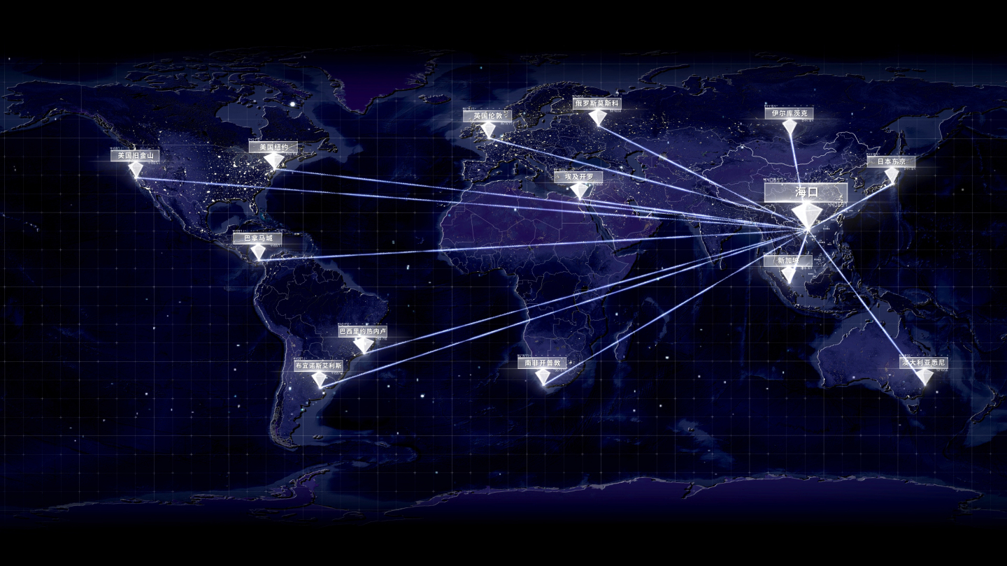 海南海口辐射全国全球地图