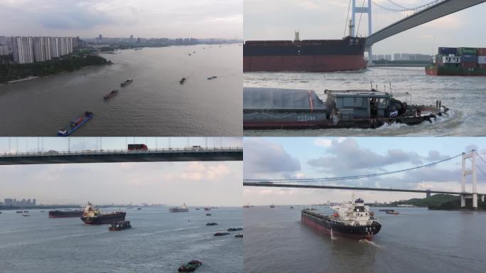 无锡江阴段的长江江面上航行的各种轮船1