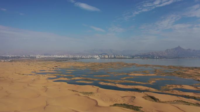 沙漠湖泊湖航拍素材