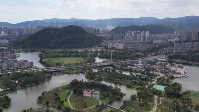 台州温岭九龙湖湿地公园航拍