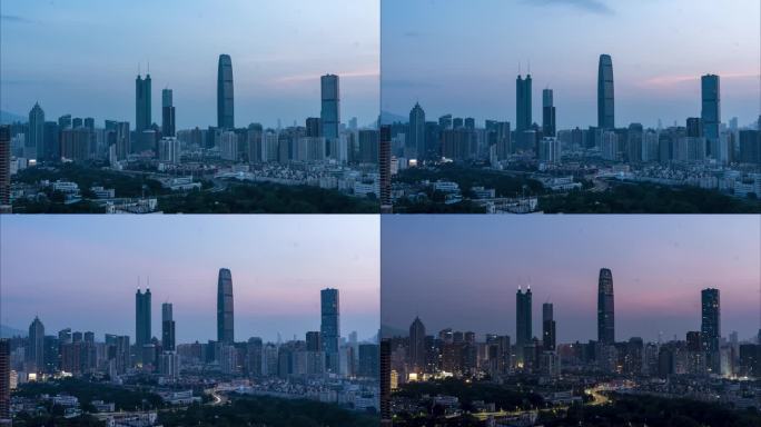 深圳城市日转夜延时摄影