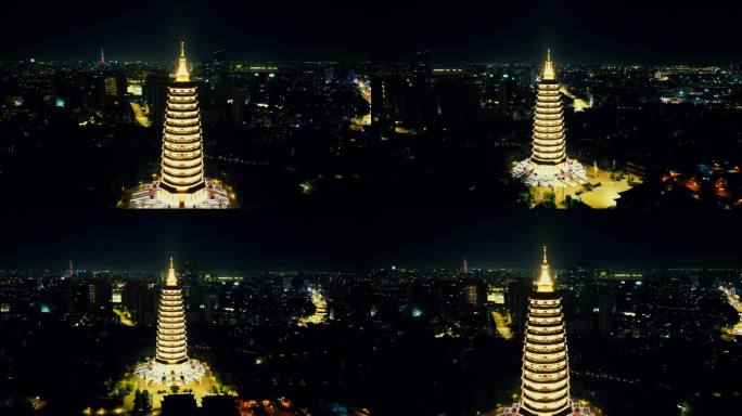 合集江苏常州天宁禅寺夜景航拍