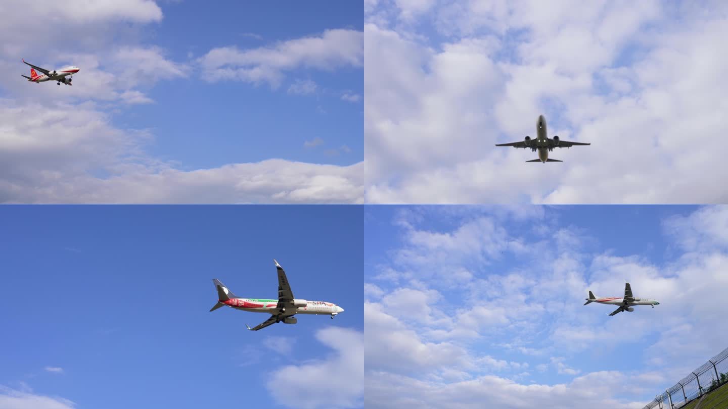 飞机飞过头顶飞机蓝天飞翔旅游出差交通航班