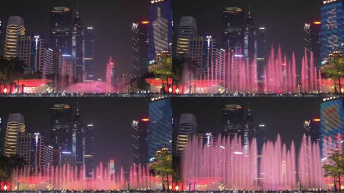 8K广州珠江新城花城广场音乐喷泉灯光秀。