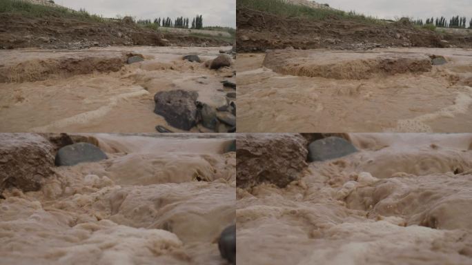 黄河河边石头水流
