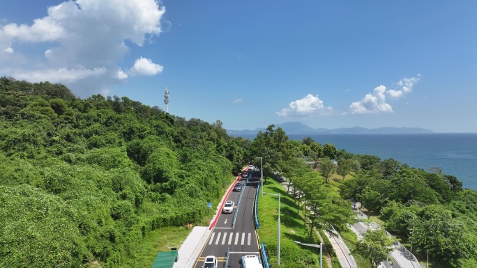 深圳盐田区大梅沙海滨栈道航拍