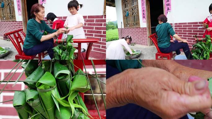 （4K合集）端午节粽子糯米包粽子习俗