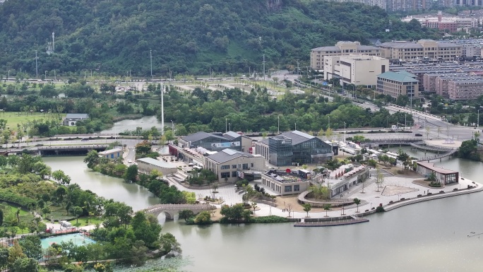 台州温岭九龙湖湿地公园航拍