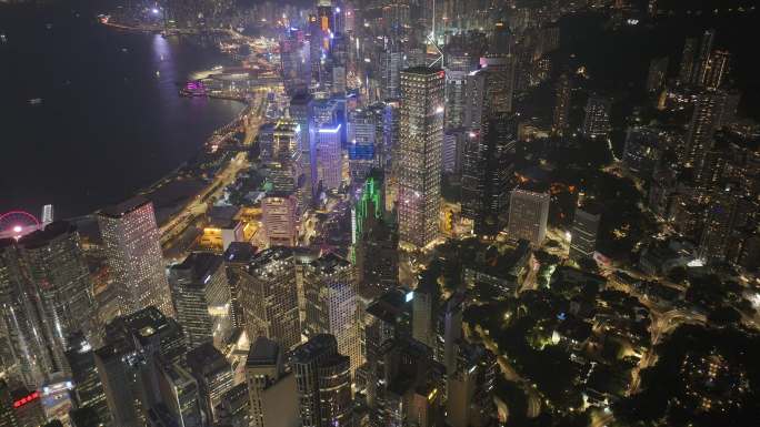 香港夜景航拍高楼