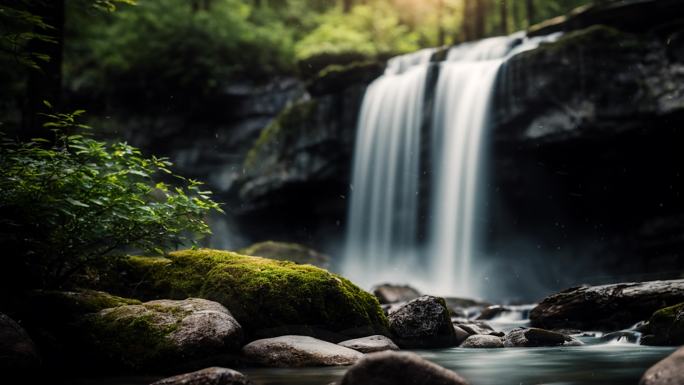 写实瀑布流水背景15