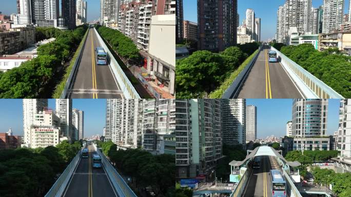 厦门BRT快速公交航拍4k视频