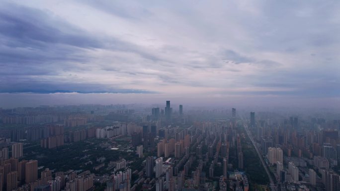 西安高新区雨后航拍