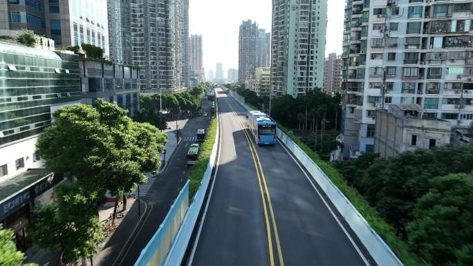厦门BRT快速公交航拍4k视频
