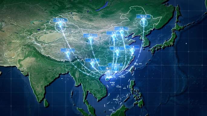 海南海口辐射全国全球地图