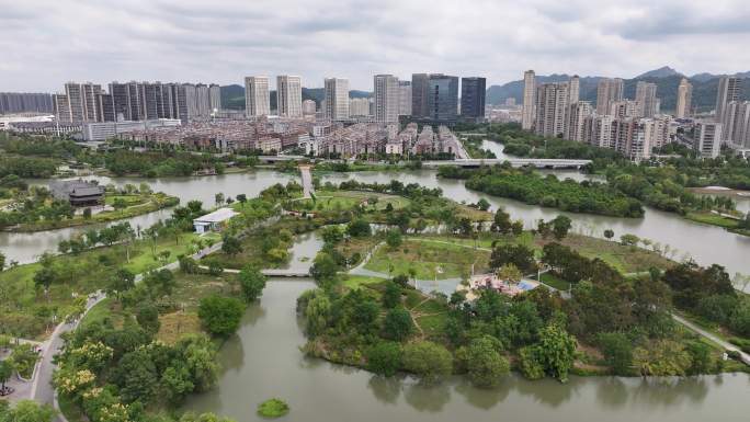 台州温岭九龙湖湿地公园航拍