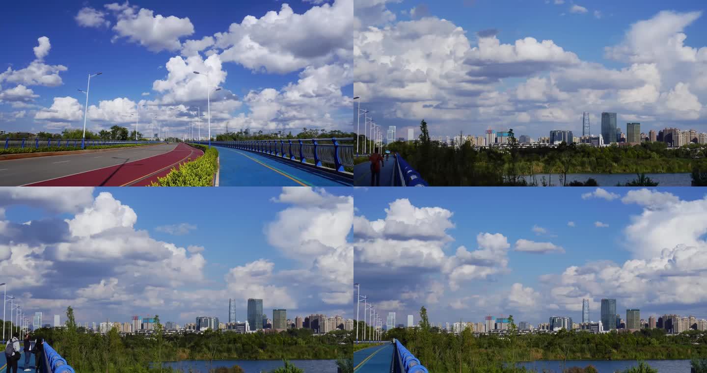 昆明城市的蓝天白云