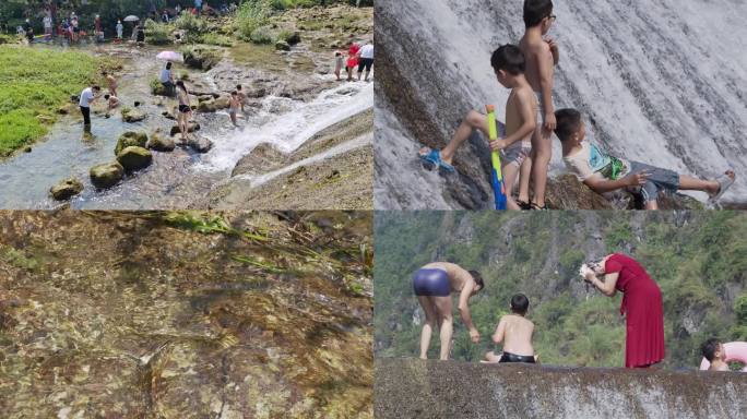 水坝都安响水关夏天玩水旅游宣传片素材