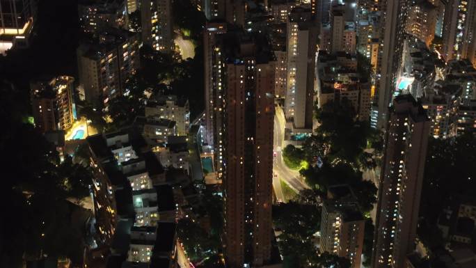 香港夜景航拍高楼