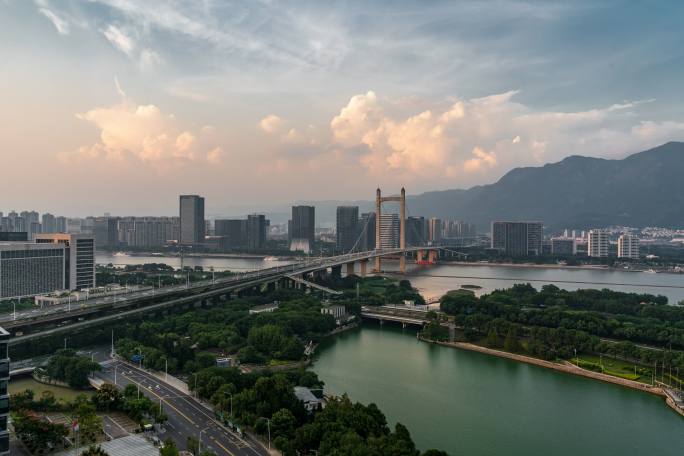 福州鼓山大桥晚霞延时