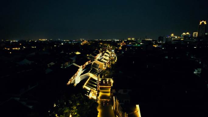 合集江苏苏州山塘街4A景区夜景航拍