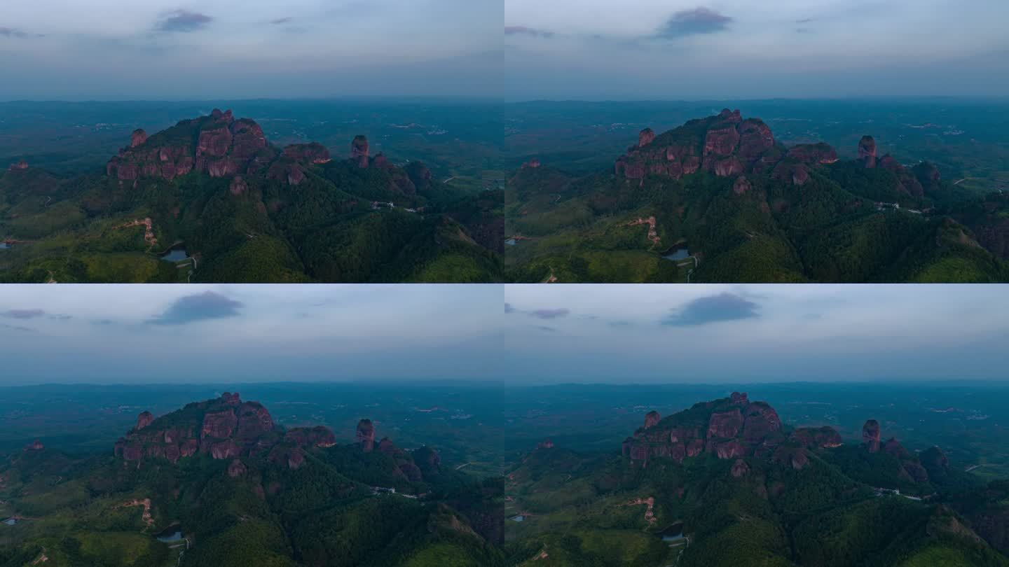 广东河源龙川县霍山霍山航拍日转夜延时