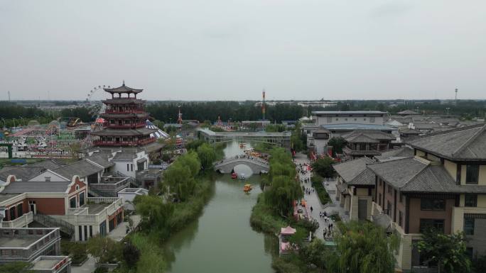 濮水小镇航拍美丽中国繁华都市
