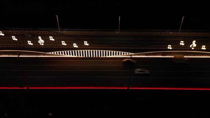 叶县乐符造型大桥夜景航拍