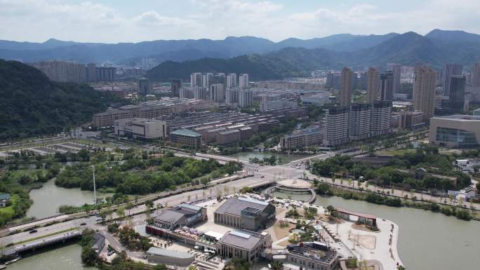 台州温岭九龙湖湿地公园航拍