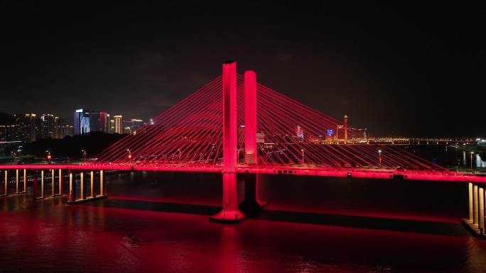 珠海横琴大桥夜景航拍