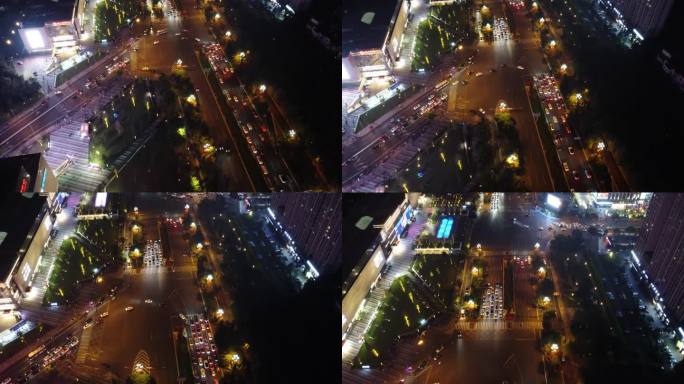 四川成都城市夜景航拍-远大购物中心