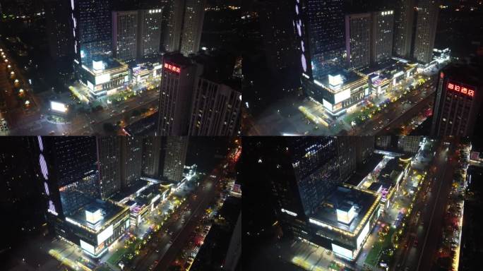 四川成都城市夜景航拍-蓝润置地广场