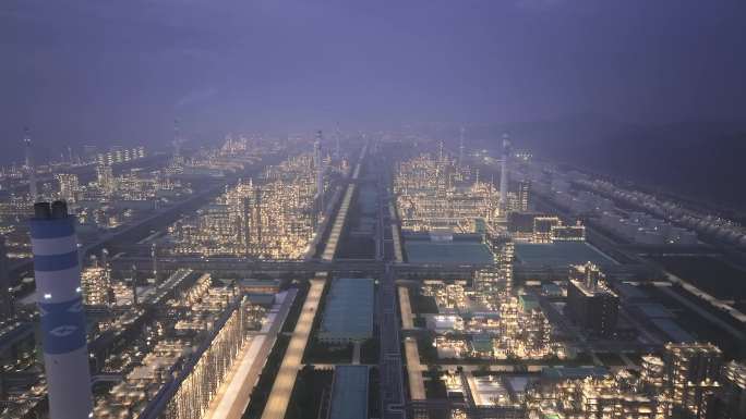 【合集】石油化工炼化厂夜景航拍