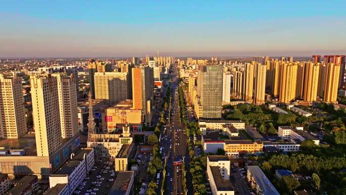 东北辽宁盘锦城市风景航拍街道