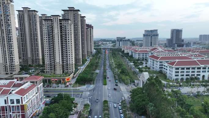 厦门翔安区沙美路航拍道路交通特房芙蓉书院