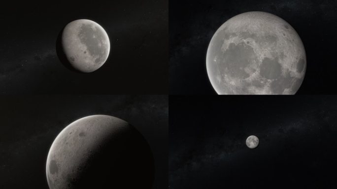 月球探测扫描特写多镜头