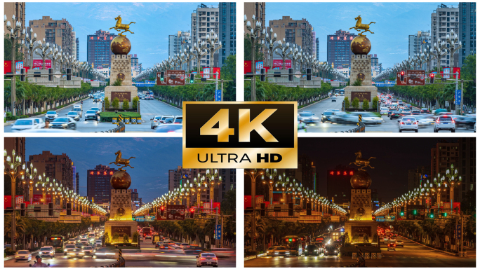 西昌门户马踏飞燕旅游城市日转夜延时4K