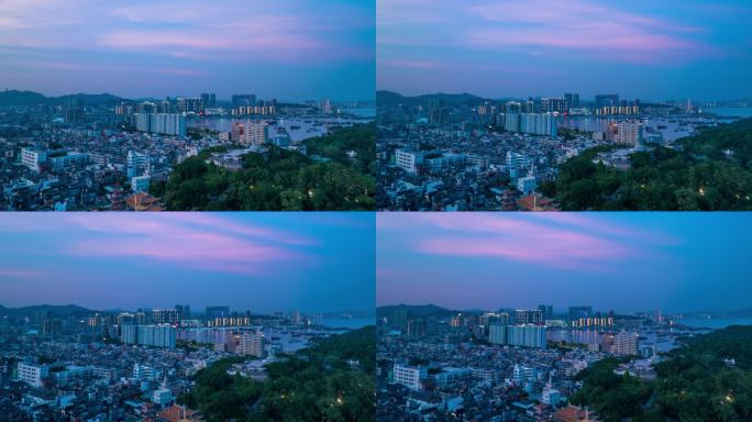 汕尾市区日落/晚霞/妈祖/夜景航拍延时
