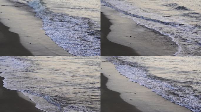 沙滩海水特写潮汐浪花拍打海岸海边涨潮退潮