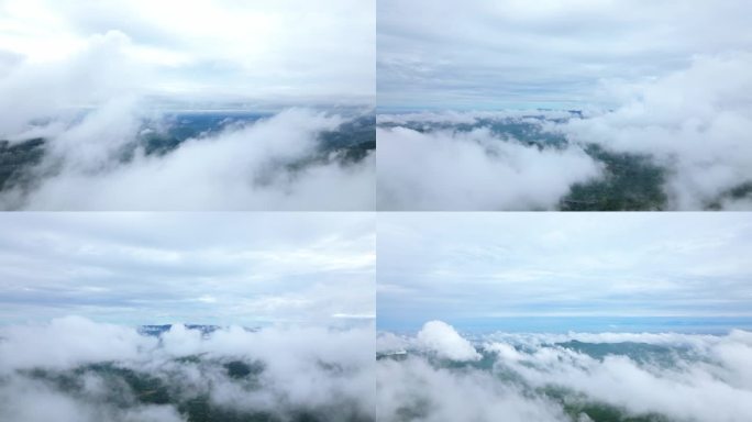 云海山脉天空森树林云雾风景山峰山区俯瞰