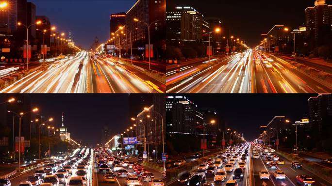 北京二环日转夜车流