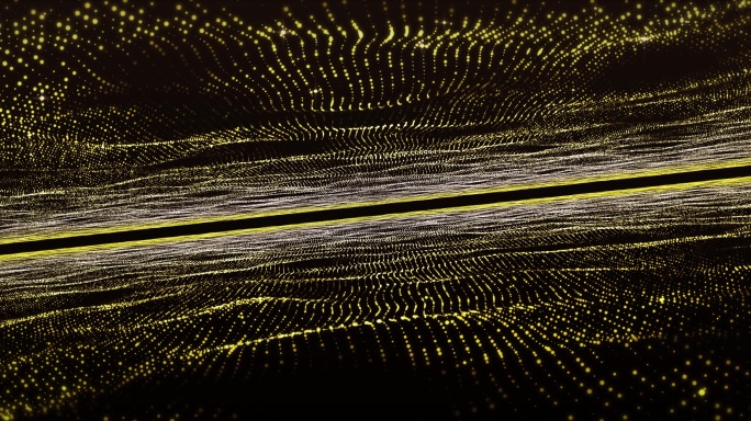 8K超宽屏震撼的金色粒子隧道穿梭背景素材