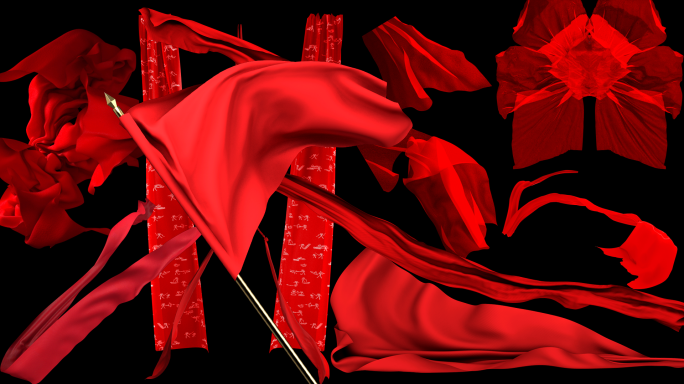 红绸红旗旗子红布带透明通道布料